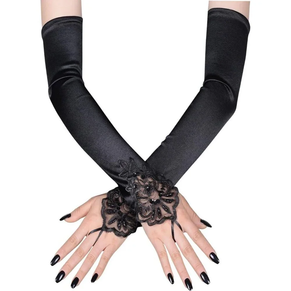 Women's Black 1 Long Gloves Accessories Fingerless Role Playing Evening Dress